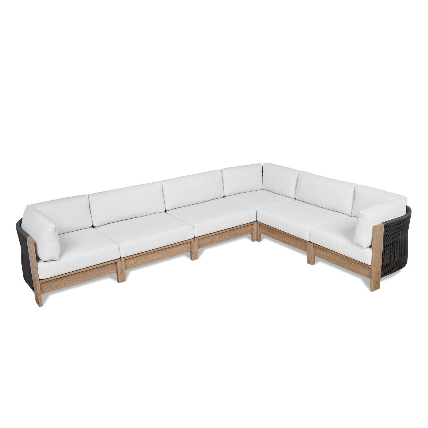 Heritage 5 Person Aluminum Sectional Sofa in Beechwood by Lakeview Outdoor Designs