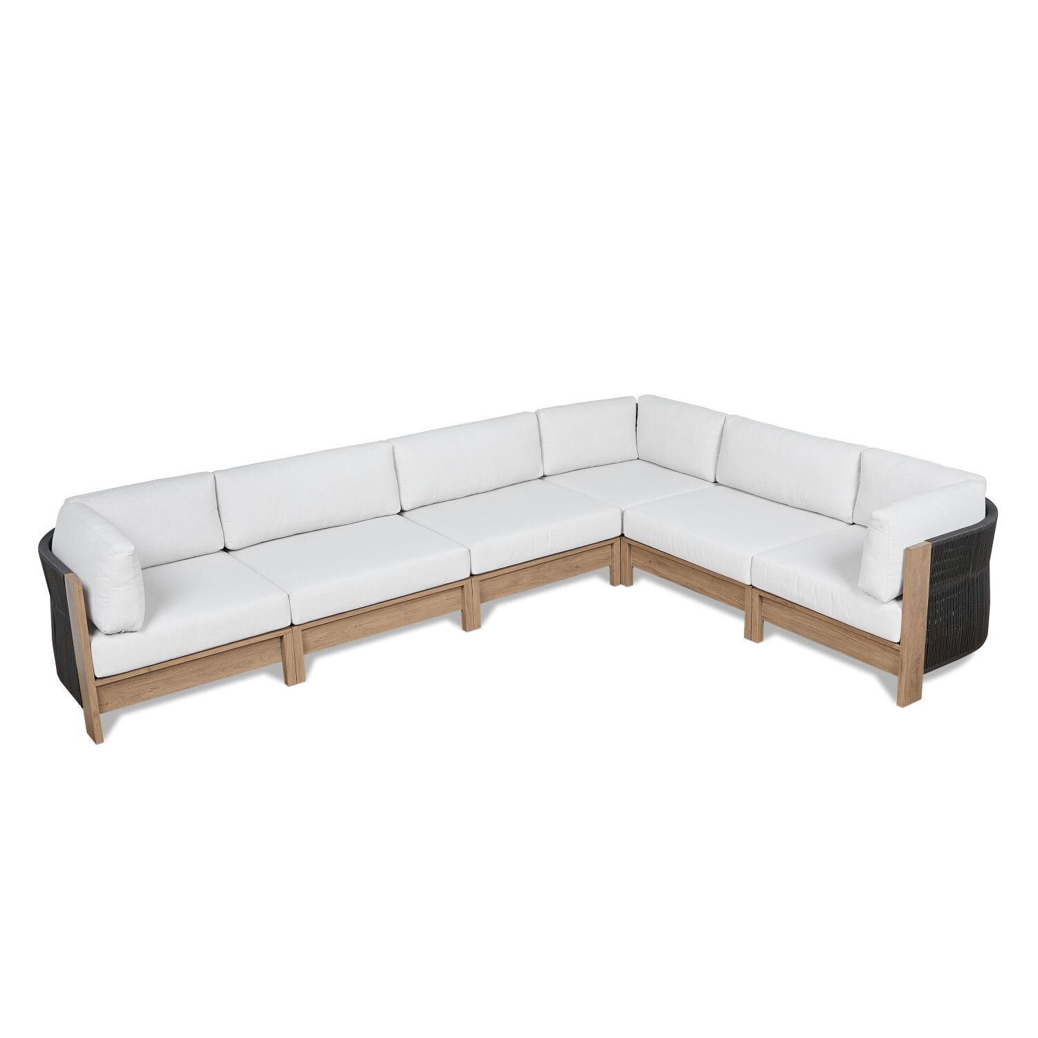 Heritage 5 Person Aluminum Sectional Sofa in Beechwood by Lakeview Outdoor Designs