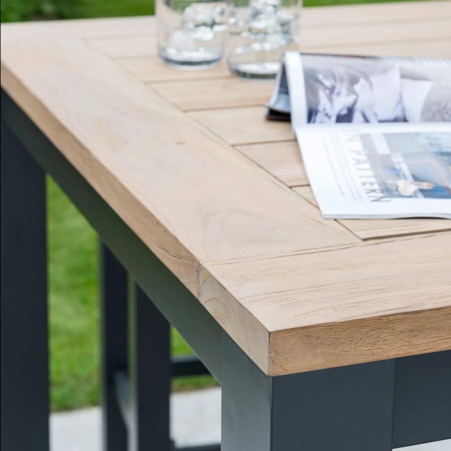 Kettler ELBA 5 Piece Aluminum Bar Set With Teak Accents - Table Closeup thumbnail
