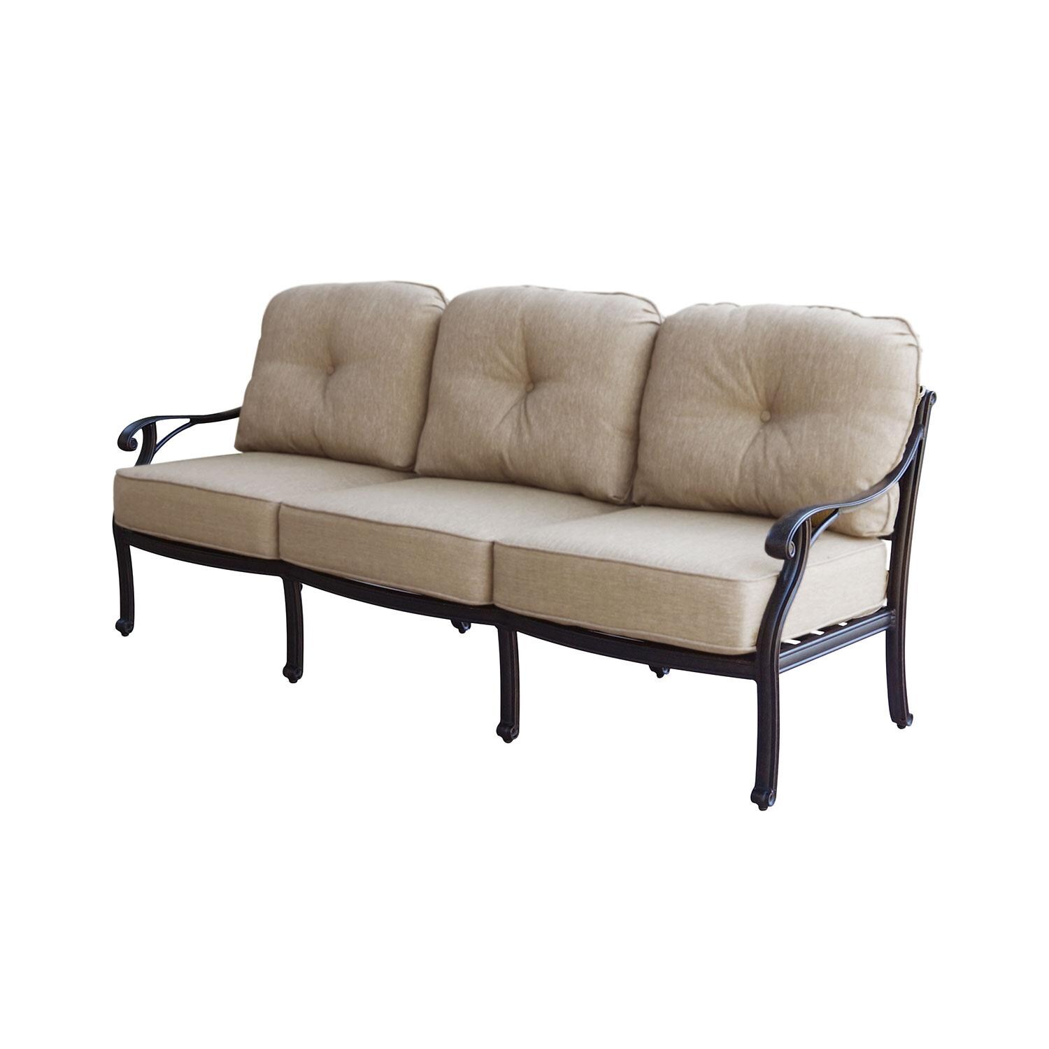 Darlee Nassau 5-Piece Patio Propane Fire Pit Deep Seating Set with Cushions and 47 Inch Round Fire Pit Chat Table and Fireglass - Sofa - White Background thumbnail