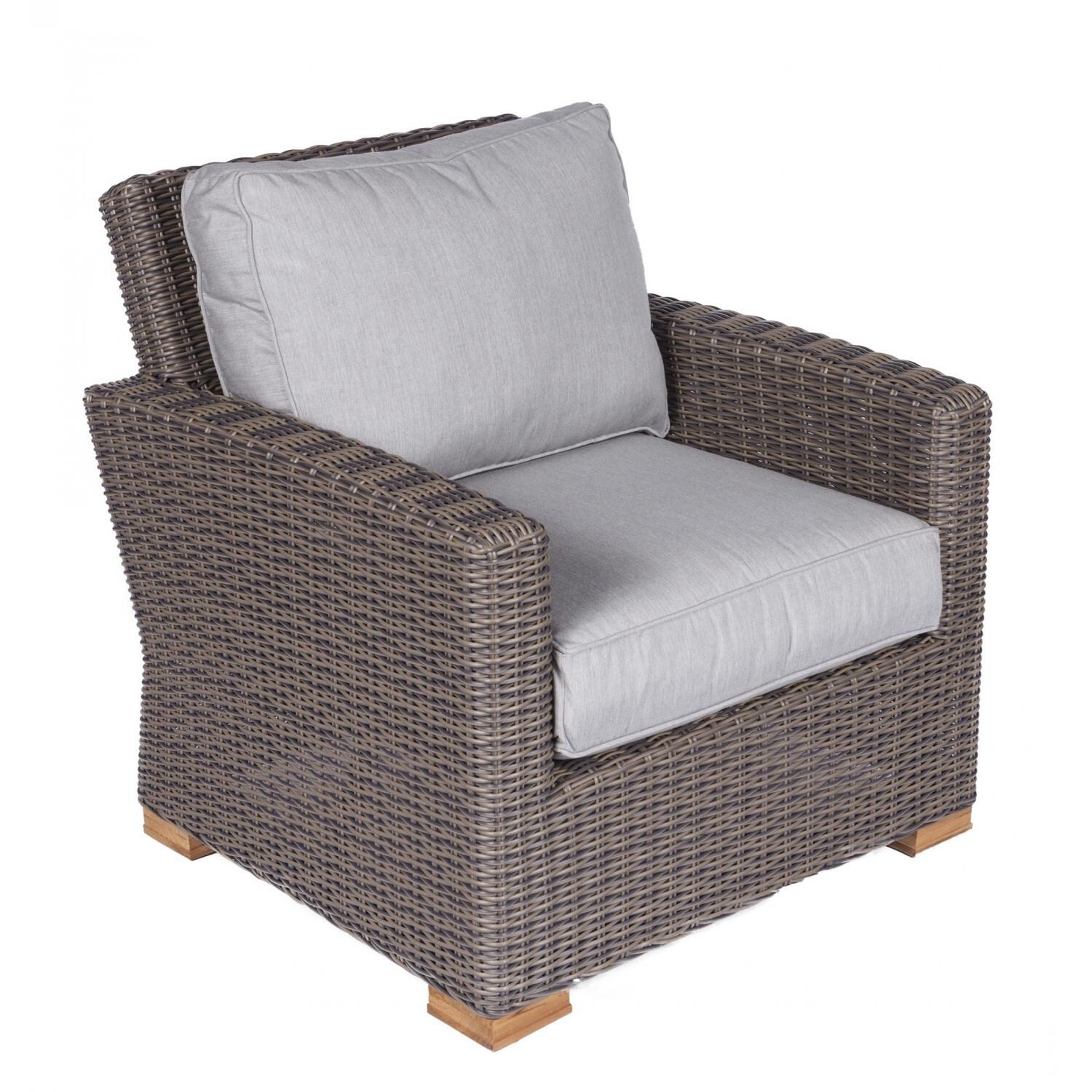 Royal Teak Collection Sanibel Wicker Patio Club Chair W/ Sunbrella Canvas Granite Cushions thumbnail