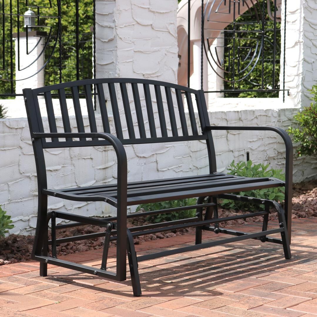 Ultimate Patio 50-Inch Black Steel Patio Glider Bench thumbnail