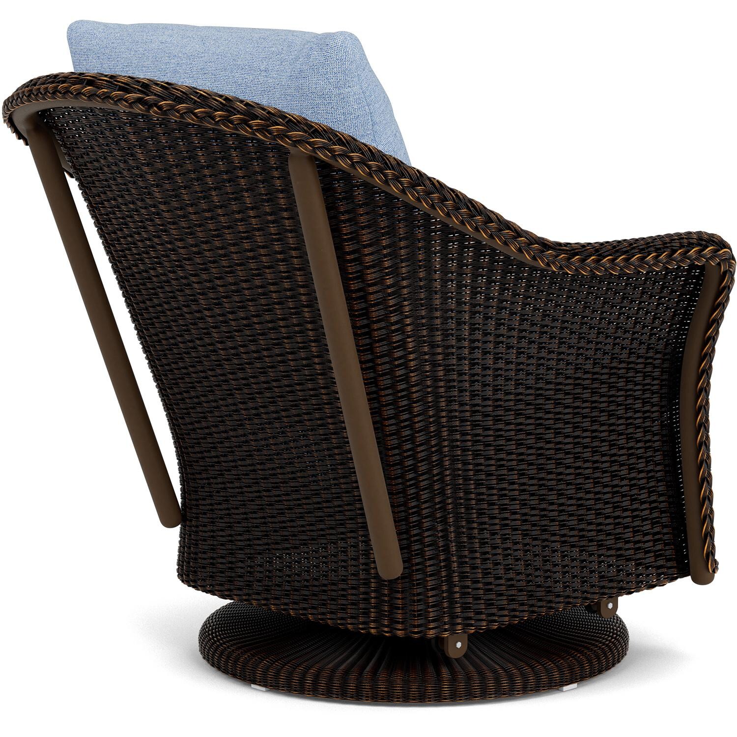 Lloyd Flanders Weekend Retreat Swivel Glider Lounge Chair in Mink Finish W/ Demo Skyway Fabric - Back Right thumbnail