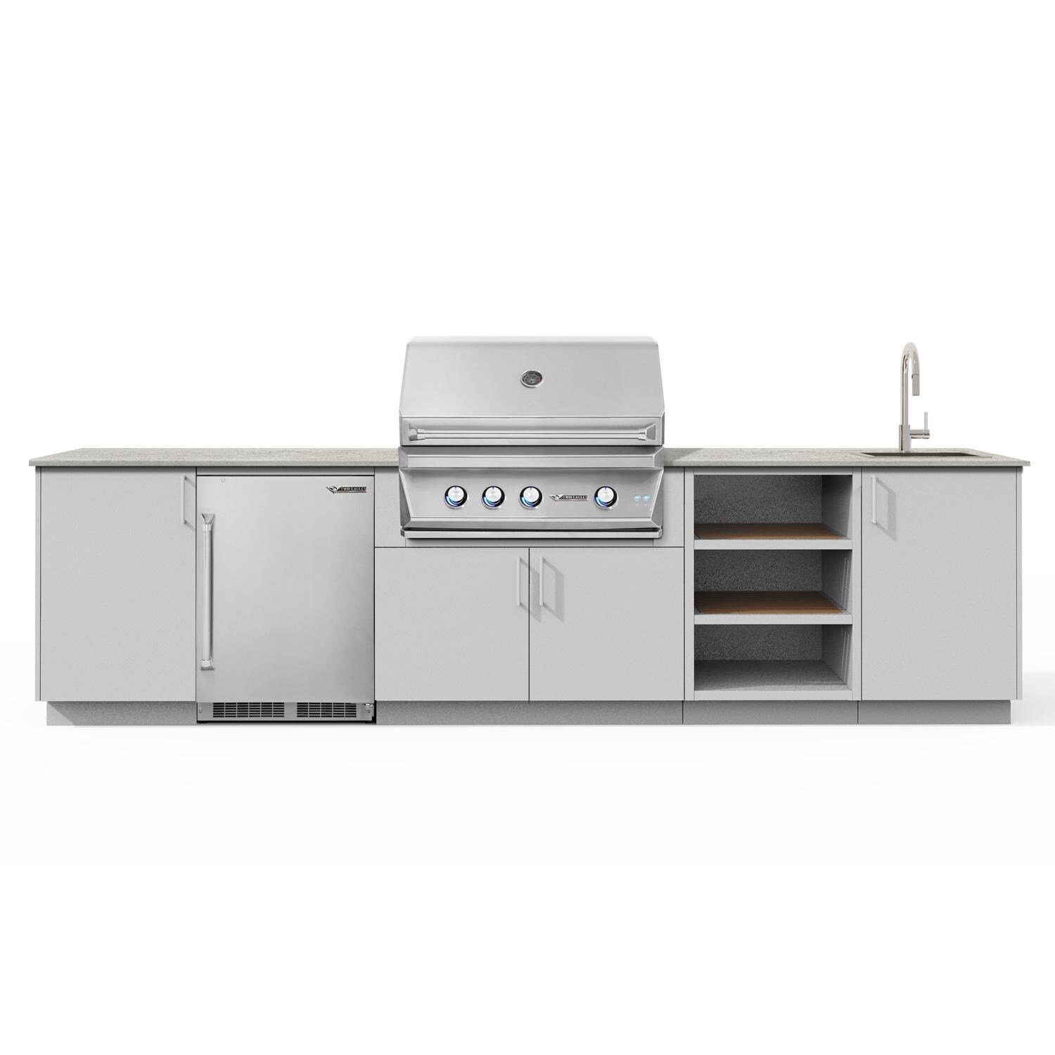 Urban Bonfire Breeze 36 Outdoor Kitchen w/ Twin Eagles Propane Grill, Sink, Refrigerator, Keon Dekton Countertop & Chantilly Finish - B-Breeze-36-TwinEagles-Keon-Chantilly