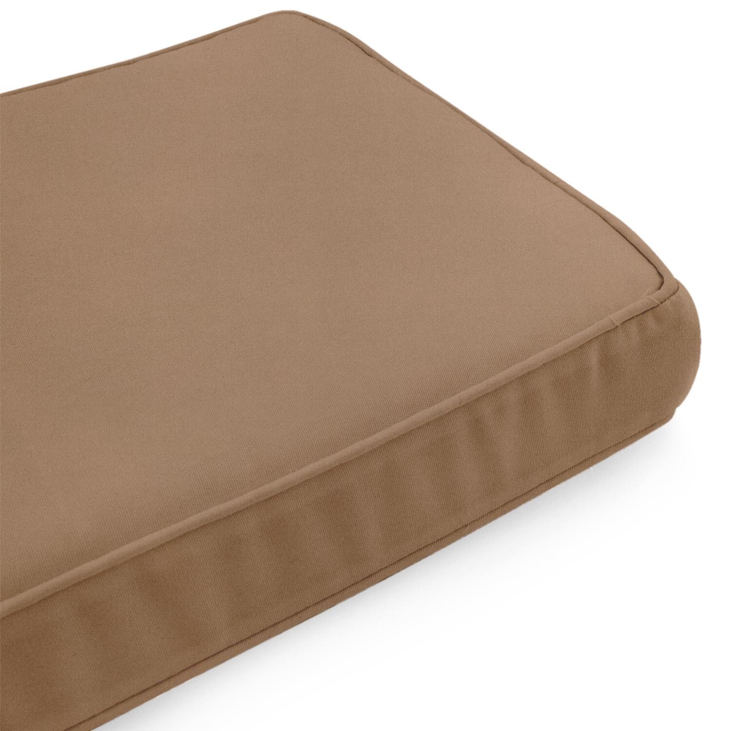 Sunbrella Canvas Cocoa Small Outdoor Replacement Bench Cushion W/ Piping By UltimatePatio.com - Corner Detail thumbnail