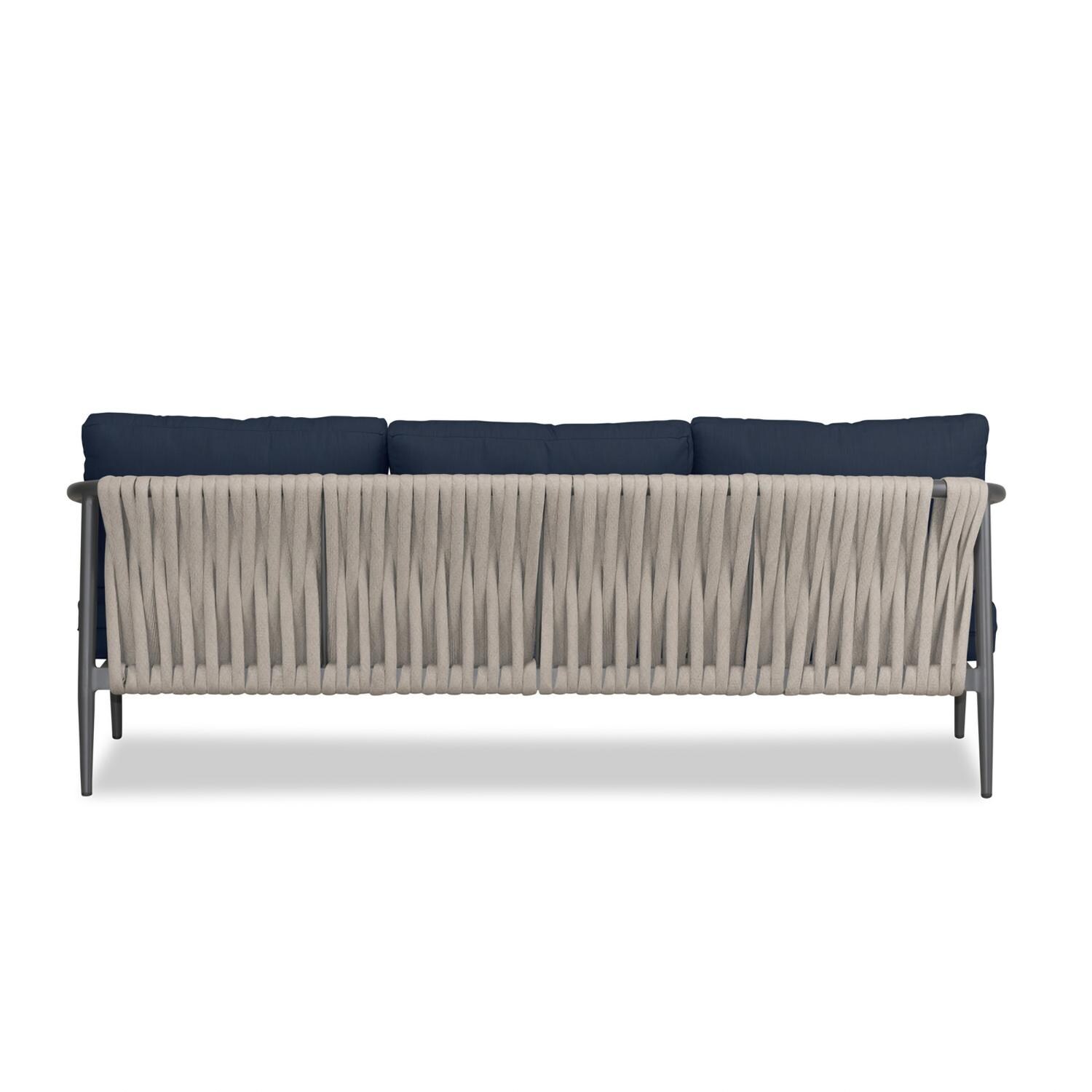 Lakeview Midnight Cove 3 Person Aluminum Sofa in Slate/Pebble Gray/Spectrum Indigo - Back - White Background thumbnail