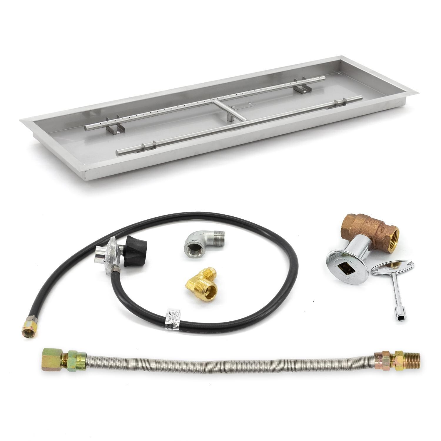 BBQGuys Signature Series 48-Inch Rectangular Drop-In Pan W/ 37-Inch Propane H-Burner & Connection Kit image