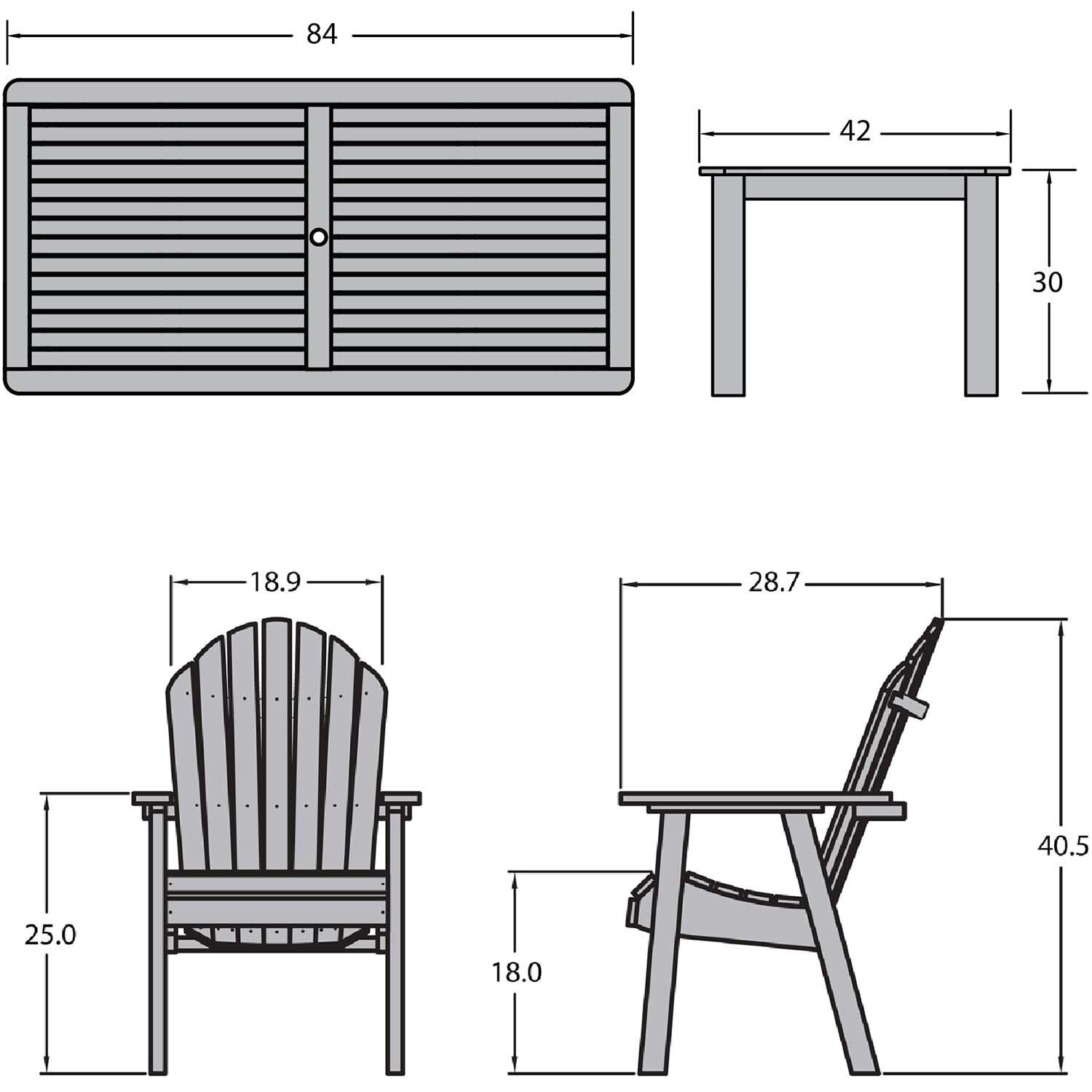 Dream Bay 7 Pc Recycled Plastic Dining Set In Black by Lakeview - Dimensional thumbnail