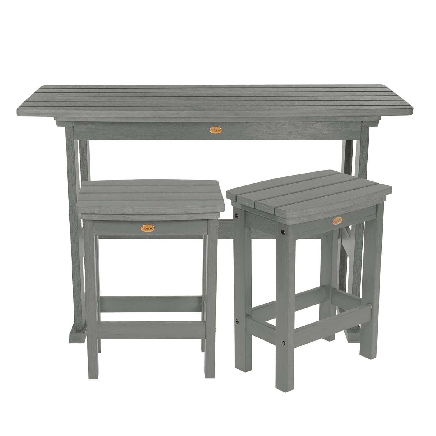 Hart Lane 3 Pc Recycled Plastic Counter Height Dining Set in Coastal Teak By Lakeview - White Background thumbnail