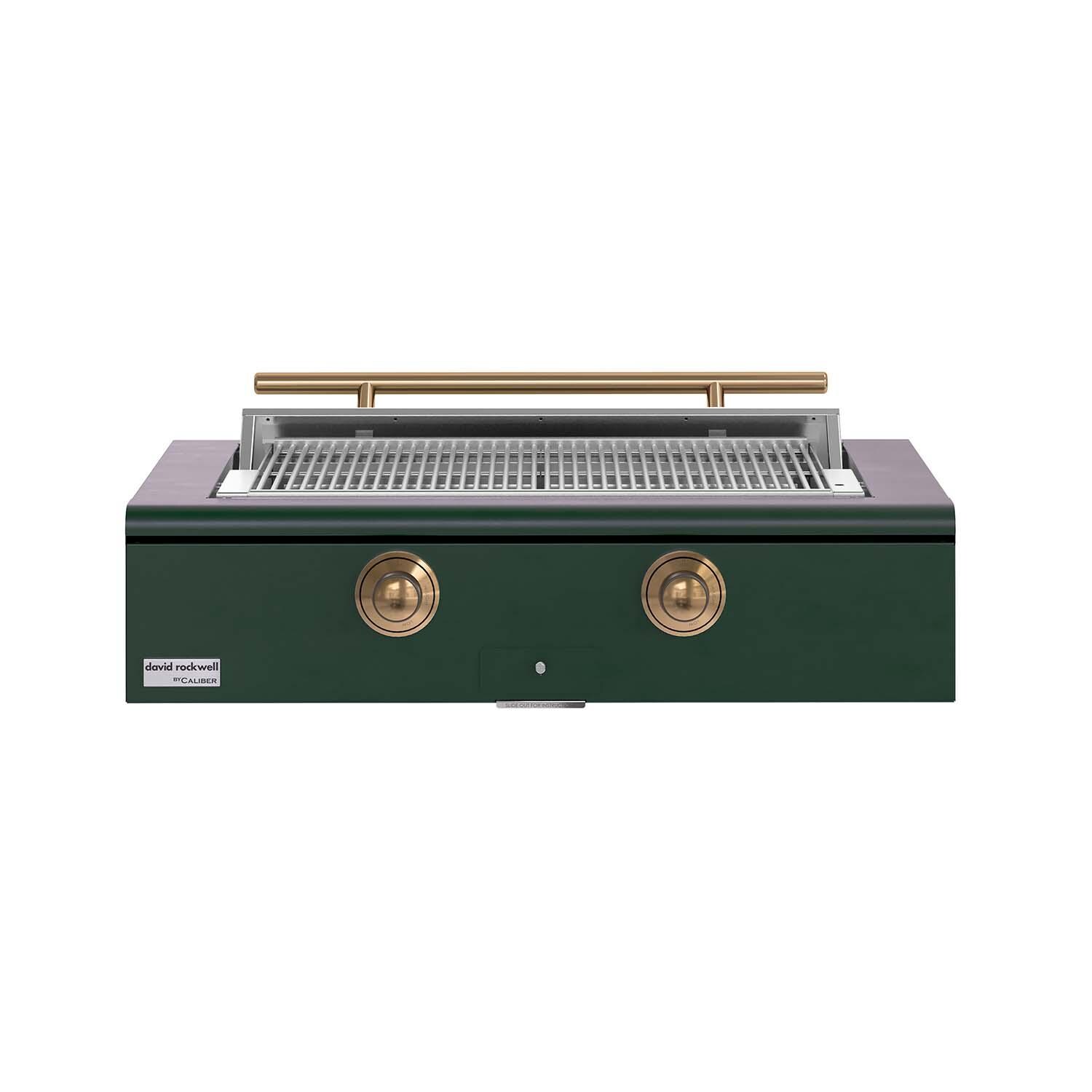 Caliber CRG-42BN00-A-086-H08 42-in Natural Gas Built-In Rockwell Grill - Emerald w/ Gold Hardware - White Background thumbnail