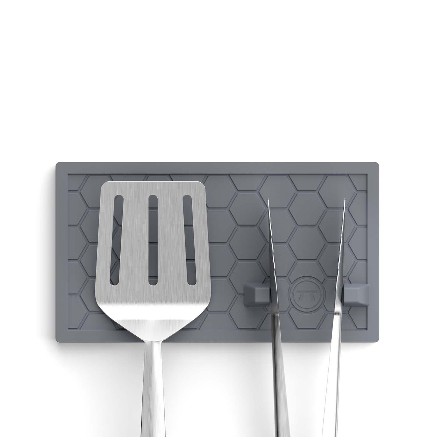 Outset 76652 Silicone Grill Mat/Tong holder - Shown w/ Tools (Not Included) - White Background thumbnail