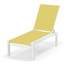 Leeward MGP Stacking Chaise Lounge With Sling Seating By Telescope Casual - Textured Snow/Yellow