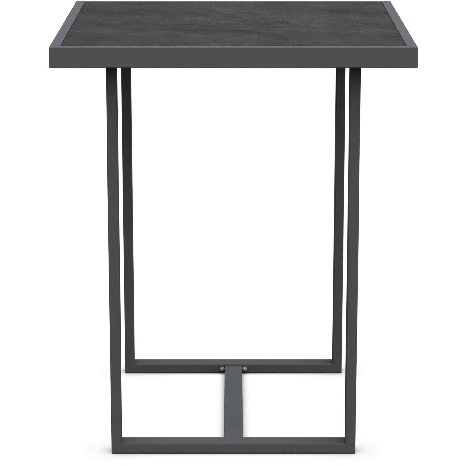 Azzurro Living Pavia 35 Inch Charcoal Aluminum Bar Table W/ Micron Dekton Top - Side - White Background thumbnail
