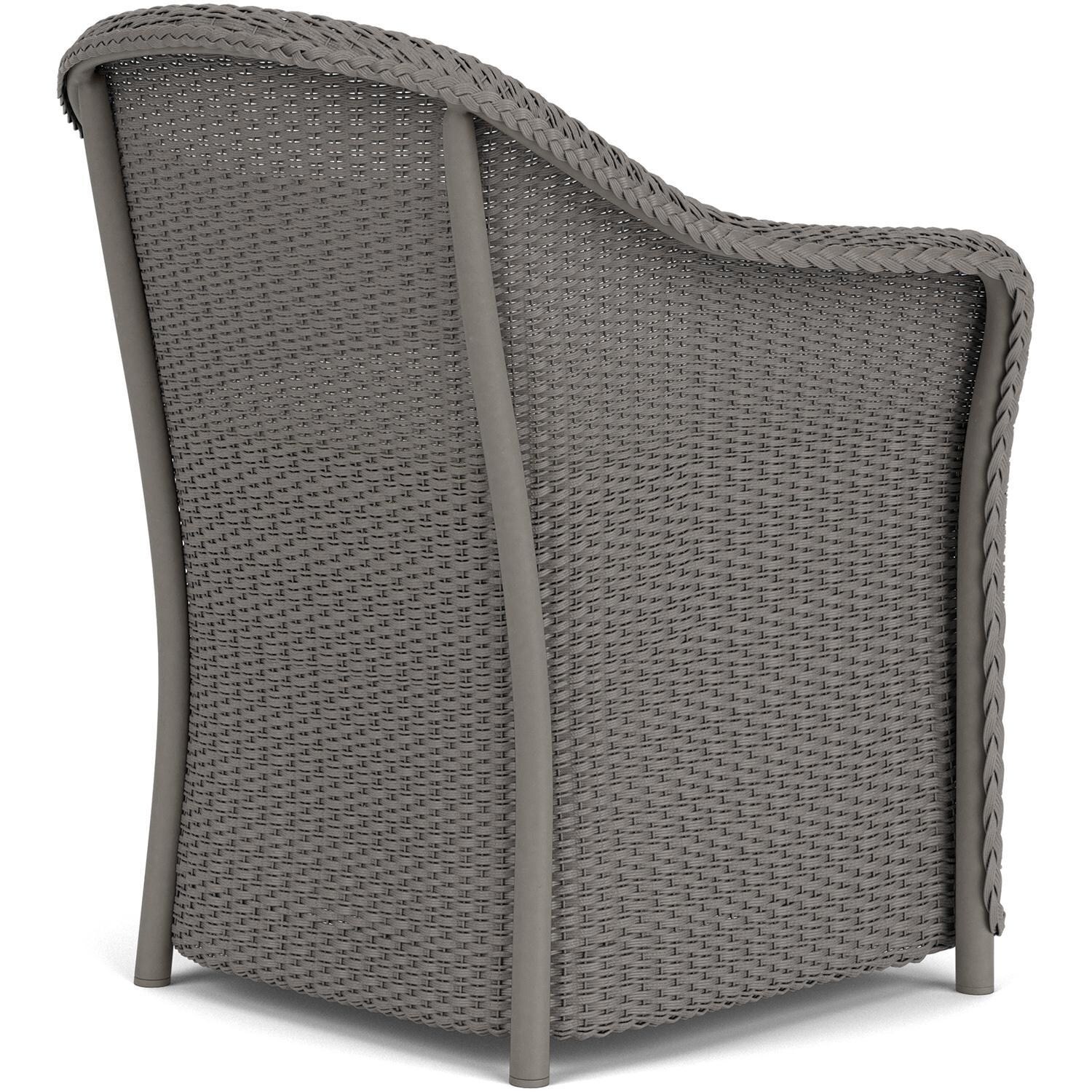 Lloyd Flanders Weekend Retreat Dining Armchair in Pewter Finish W/ Sailcloth Salt Fabric - Back Right thumbnail