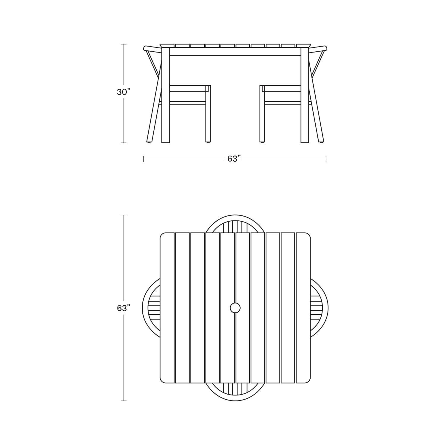 Neighbor HVN-SDT-SET 5 Piece Teak Square Dining Set - Dimensions thumbnail