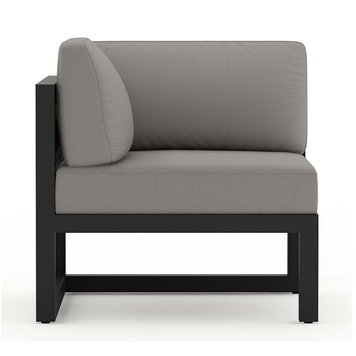 Misty Cove 6 Pc Aluminum Sectional Seating Set w/ Swivel Chairs in Black/Canvas Charcoal by Lakeview Outdoor Designs - Corner Chair- White Background thumbnail