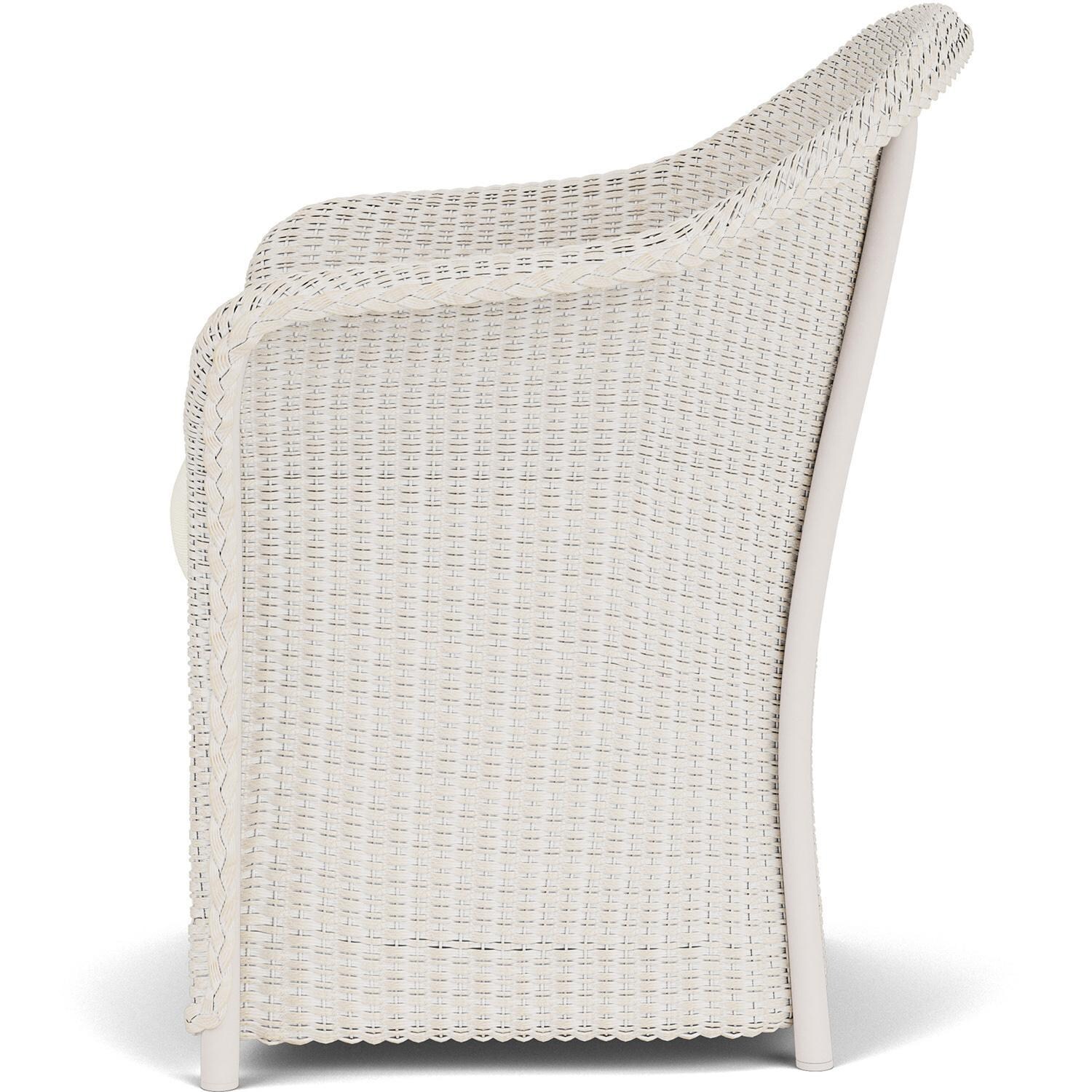 Lloyd Flanders Weekend Retreat Dining Armchair in Antique White Finish W/ Sailcloth Salt Fabric - Side thumbnail