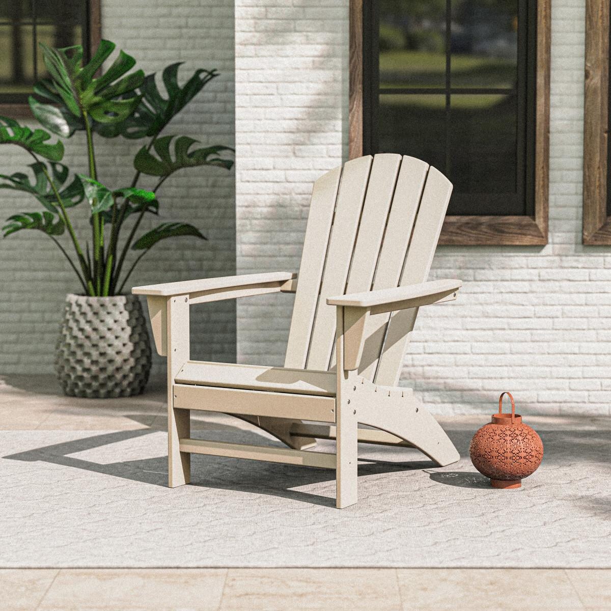 Nautical Recycled Plastic Adirondack in Sand by POLYWOOD