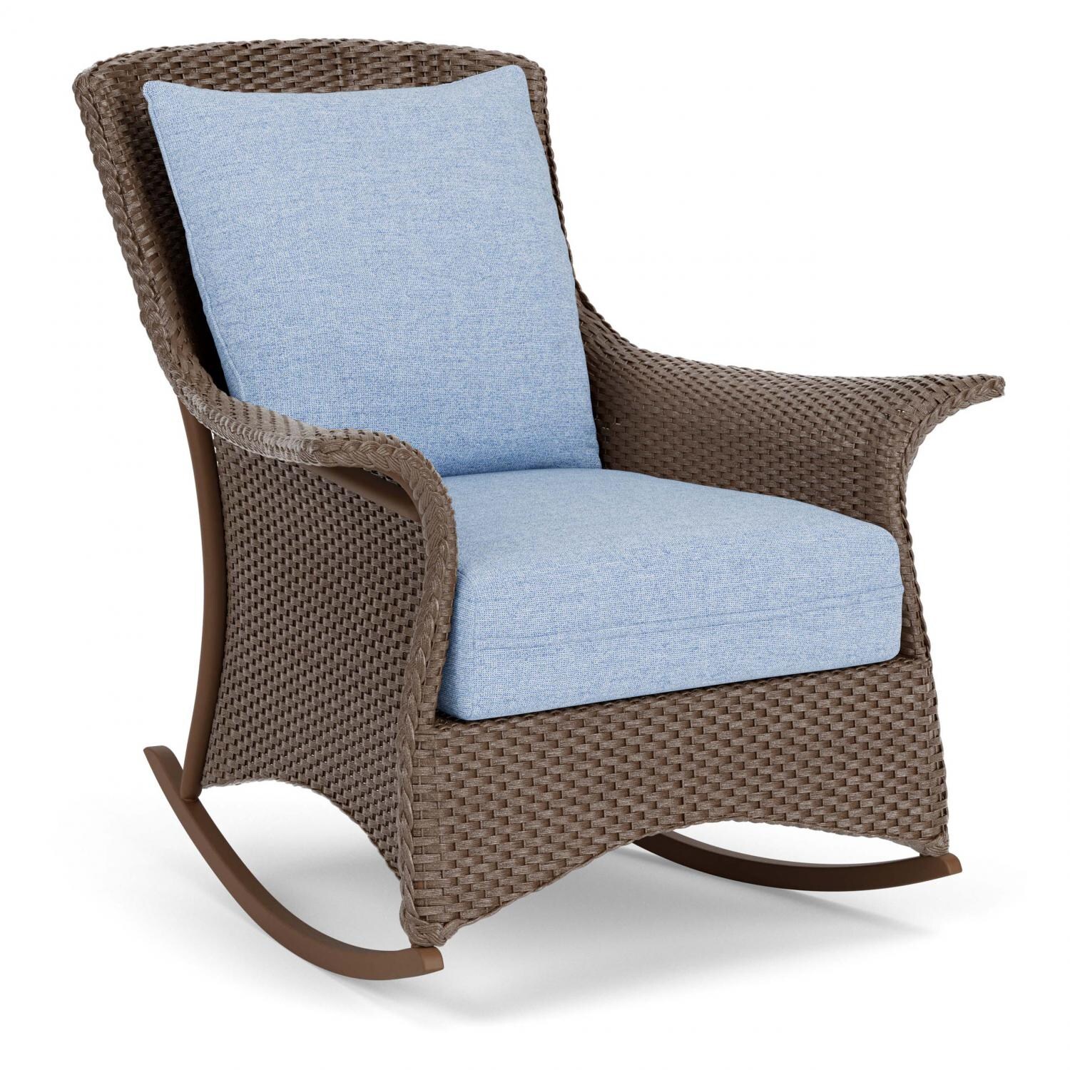 Lloyd Flanders Mandalay Lounge Rocker In Bark Finish With Demo Skyway Fabric - Angled thumbnail
