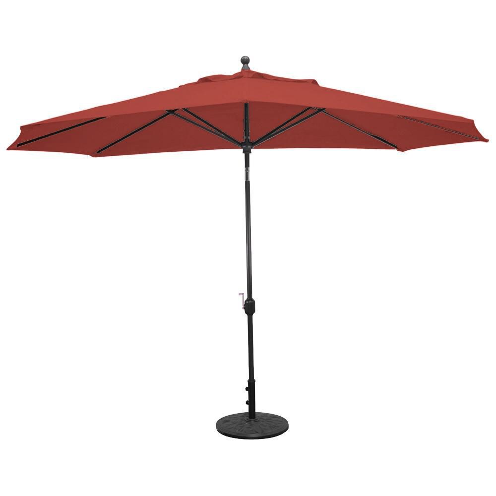 Galtech 11 X 8 Ft. Oval Aluminum Patio Market Umbrella W/ Crank Lift And Deluxe Auto Tilt - Black Frame W/ Sunbrella Canvas Henna Canopy
