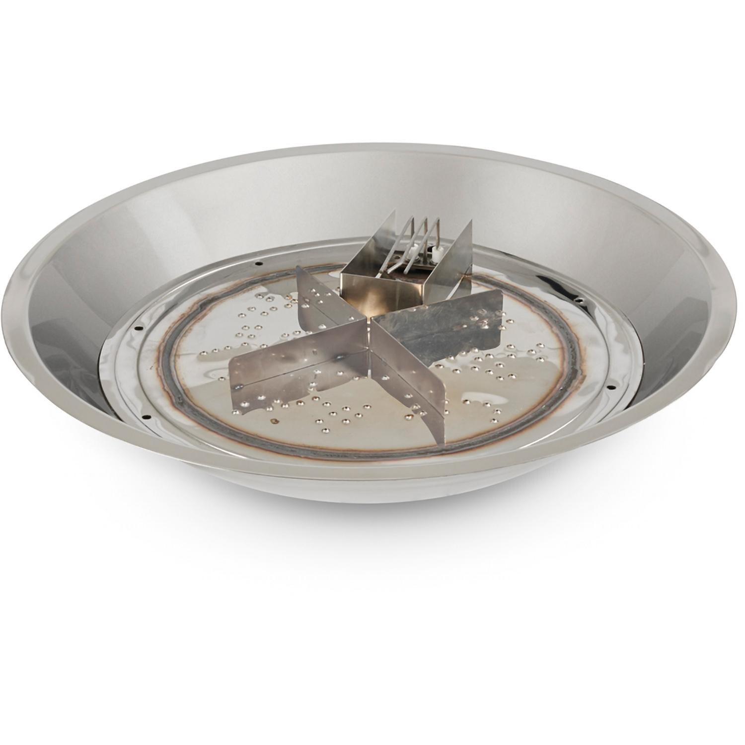 The Outdoor GreatRoom Company Crystal Fire Plus 20 Inch Drop-In Round 55,000 BTU Natural Gas Fire Pit Burner Kit w/ Direct Spark Ignition - Stainless Steel