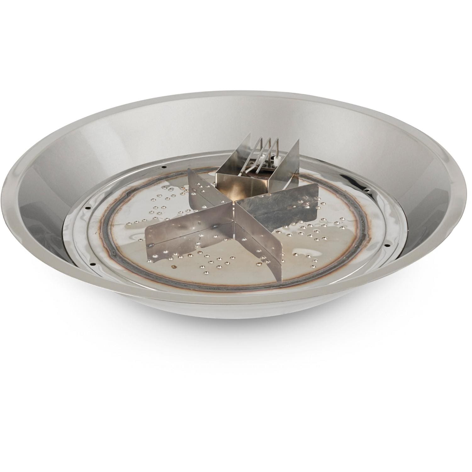 The Outdoor GreatRoom Company CFP20DSING Crystal Fire Plus 20 Inch Drop-In Round 55,000 BTU Natural Gas Fire Pit Burner Kit w/ Direct Spark Ignition - Stainless Steel - Kit - White Background thumbnail