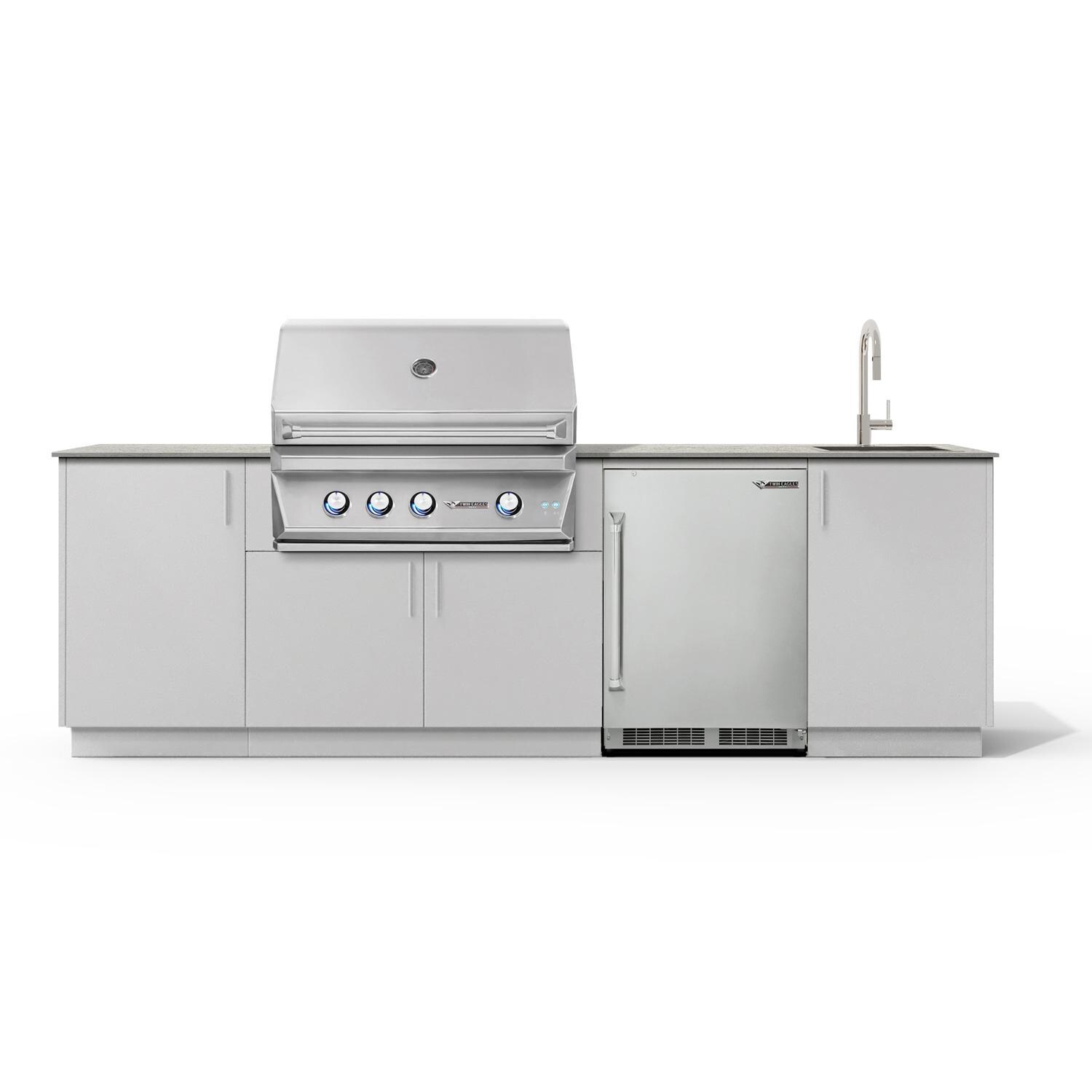 Urban Bonfire Cove 36 Outdoor Kitchen w/ Twin Eagles Propane Grill, Sink, Refrigerator, Keon Dekton Countertop & Chantilly Finish - B-Cove-36-TwinEagles-Keon-Chantilly