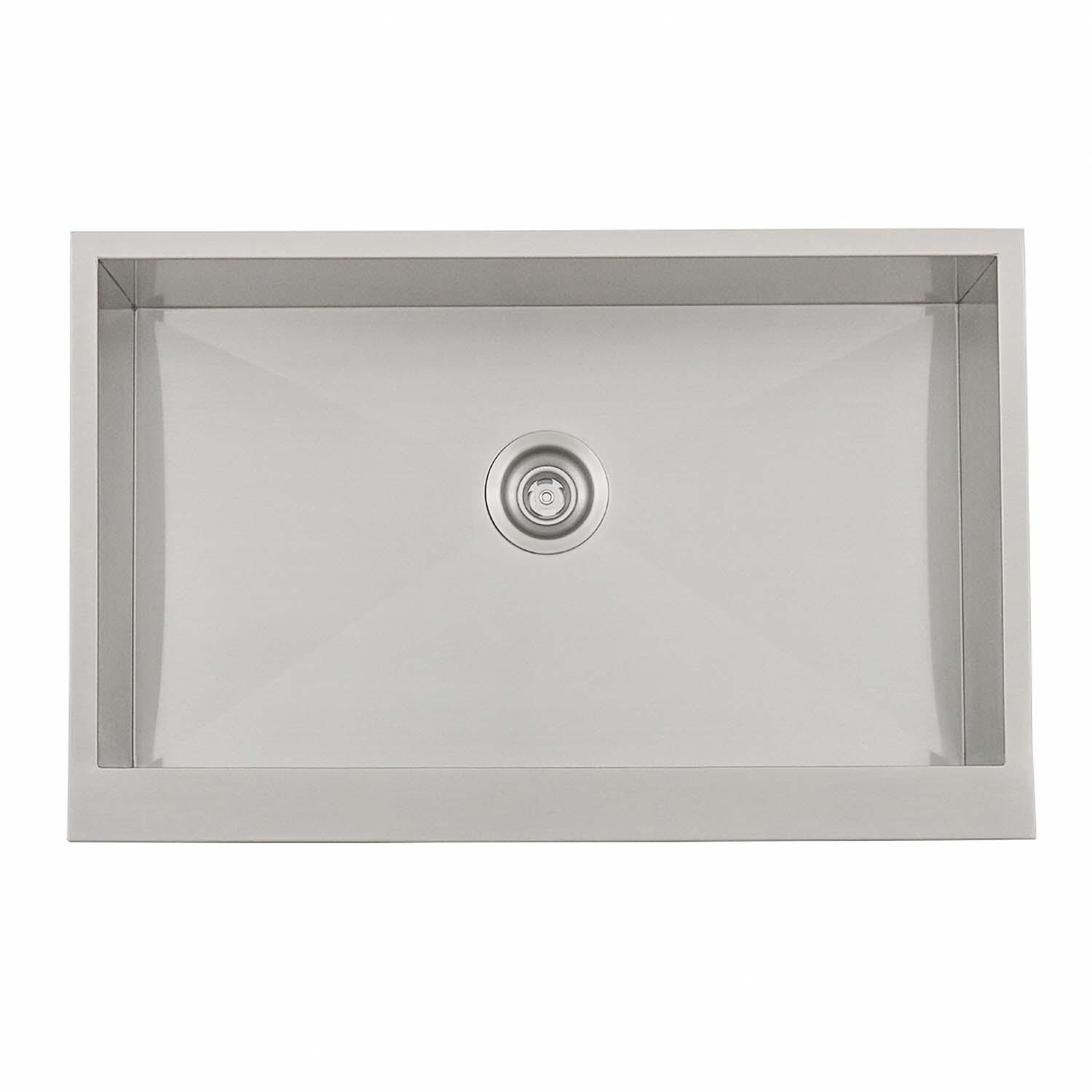 RCS RSNK3A Stainless Steel Farm House Outdoor Sink w/ Wire Grate and Cutting Board - Top View - White Background thumbnail