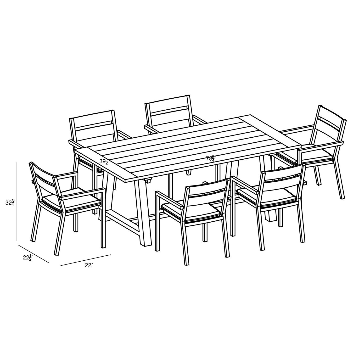 Calm Bay Mill 7 Pc Reclaimed Teak Dining Set in Black/Heather Beige by Lakeview - Dimensional 1 thumbnail