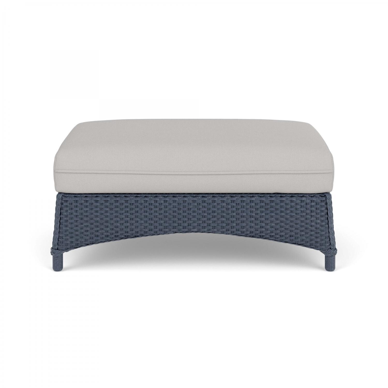 Lloyd Flanders Mandalay Large Ottoman in Denim Blue Finish with Tundra Dove Fabric - Back thumbnail