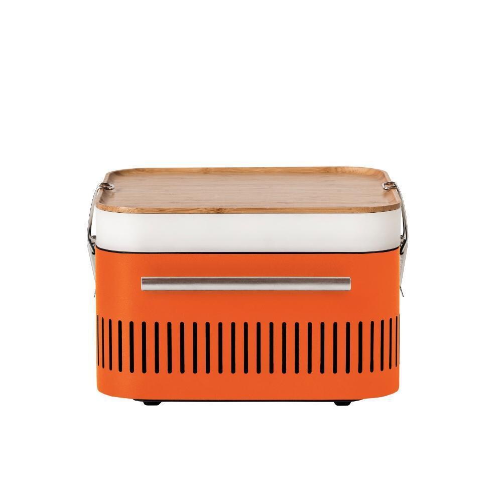 Everdure HBCUBEOUS Orange CUBE 17 Inch Portable Charcoal Grill - Side - White Background thumbnail
