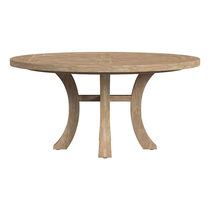 Cambria 60 Inch Light Wood Teak Round Dining Table - Side View - White Background thumbnail