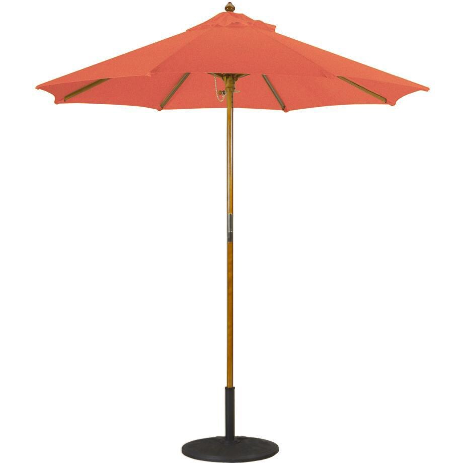 Galtech 7.5 Ft. Octagonal Wood Patio Umbrella W/ Manual Lift - Light Wood Frame W/ Brick Sunbrella Fabric (Umbrella Base Not Included) thumbnail