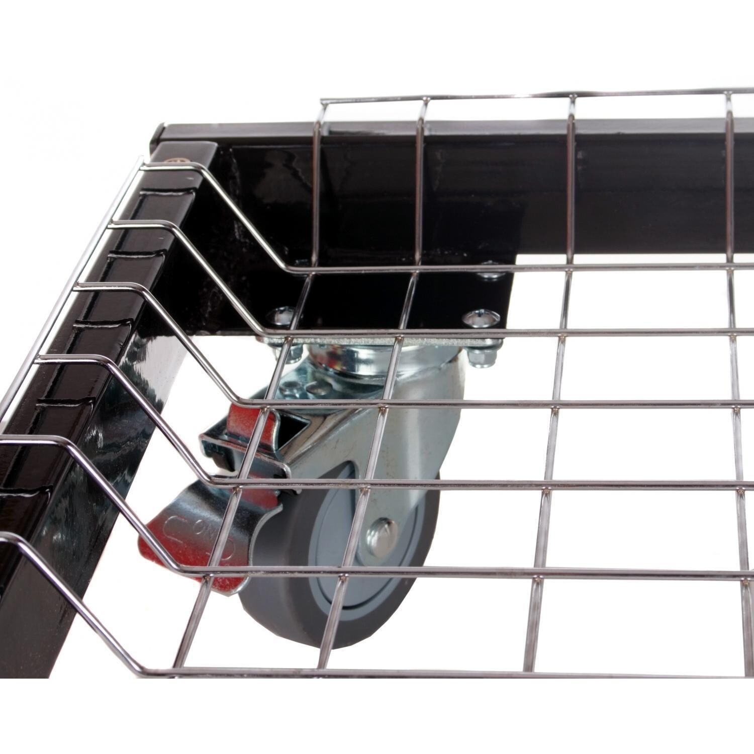 Primo PG00320 Steel Cart With Stainless Steel Side Tables For Oval Junior - Basket and Caster Detail thumbnail