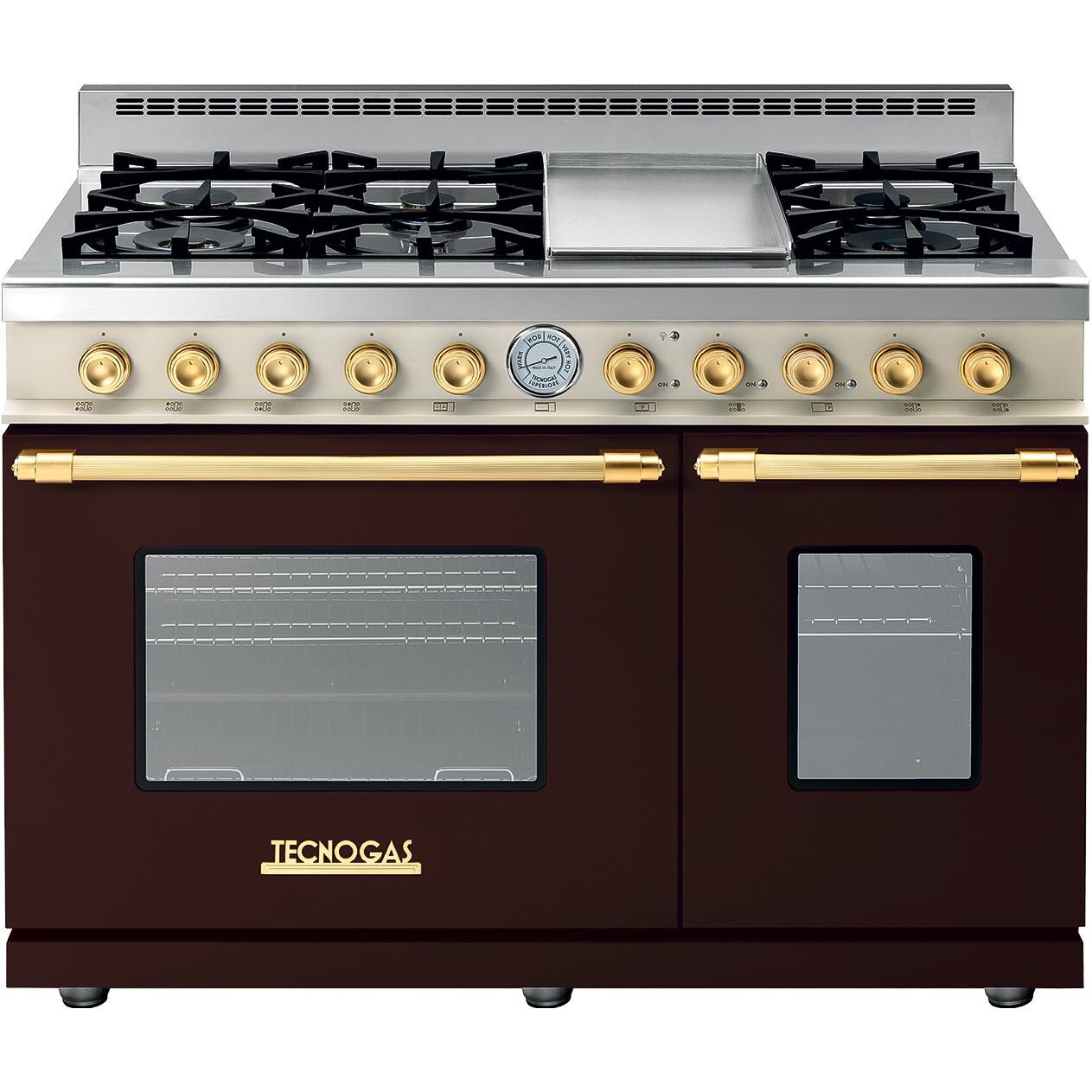 Tecnogas RD482GCMC-G 48-Inch DECO Natural Gas Range With 6 Burners & Griddle - Brown Dual / Gold thumbnail