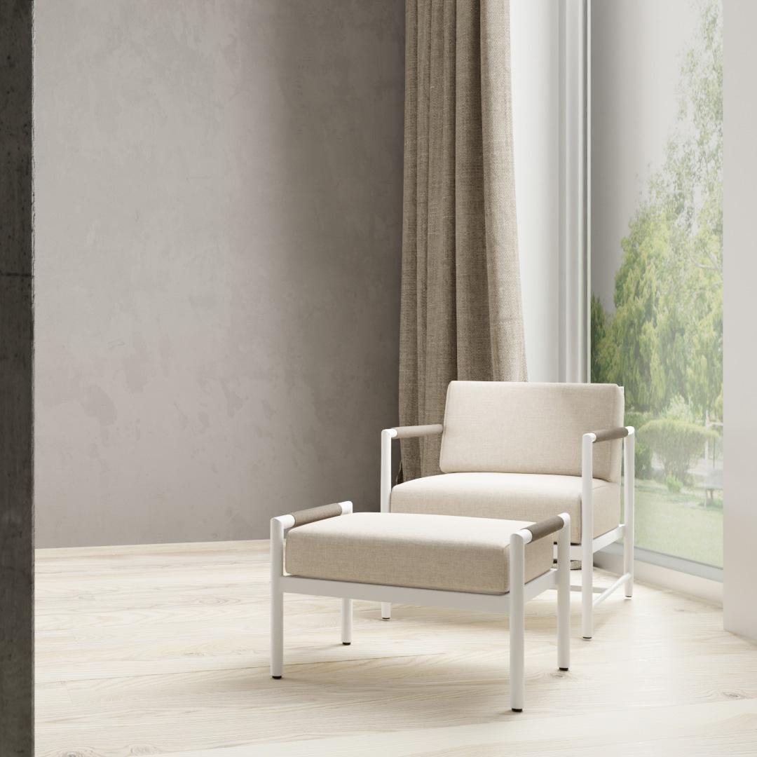 Sabbia Aluminum Club Chair in Echo Ash by Sunset West - By Window - Lifestyle thumbnail