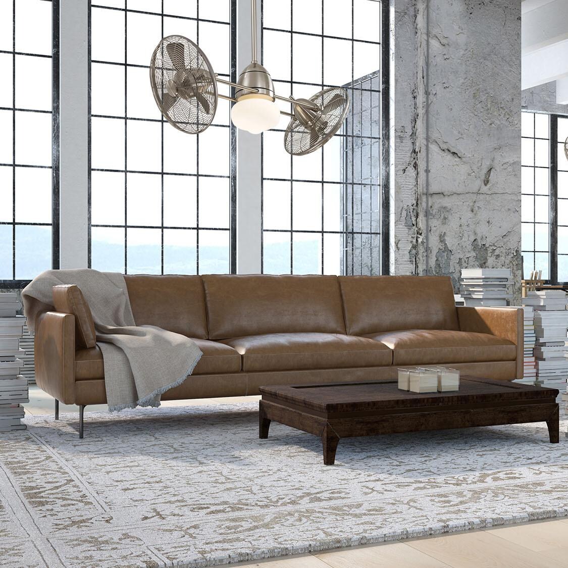 Minka-Aire F402L-BNW Gyro Wet 42-Inch LED Twin Turbofan in Brushed Nickel Finish w/ Integrated Schoolhouse Globe Light thumbnail