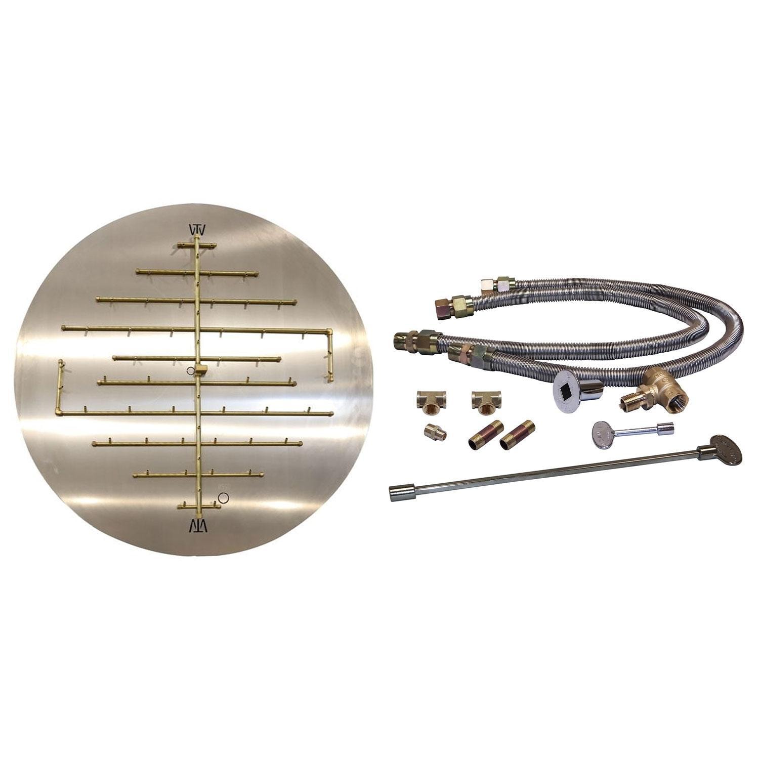 Warming Trends 47 1/2 X 45 3/4 CROSSFIRE Brass Natural Gas/Propane Burner w/ 60-in Circular Plate & Double Flex Line Kit