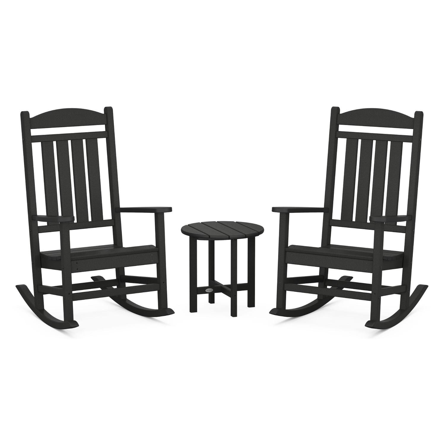 POLYWOOD Black Presidential 3-Piece Rocker Set - Full View thumbnail