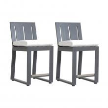 Redondo 2 Piece Aluminum Patio Bar Stool Set W/ Sunbrella Cast Silver Cushions By Sunset West image