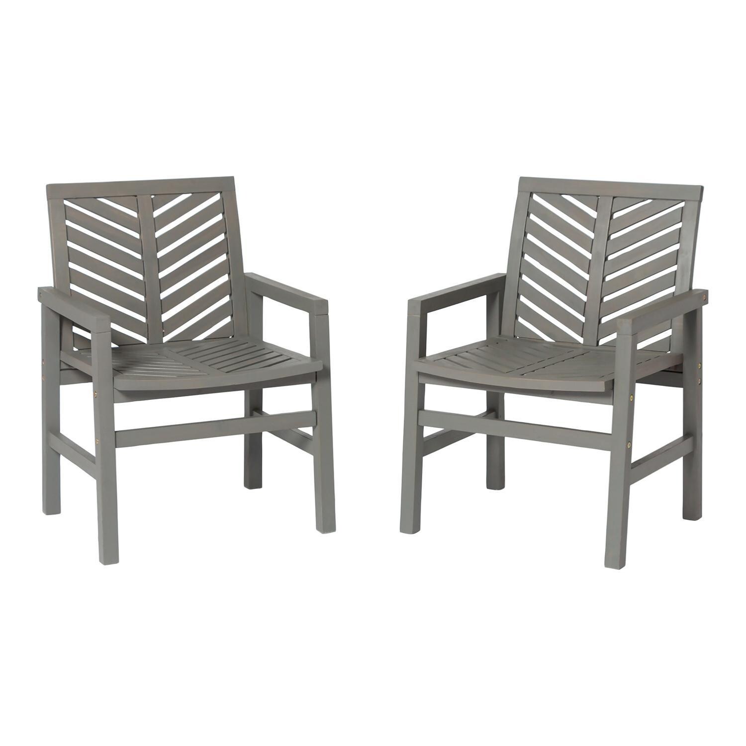 Ultimate Patio Wishlake 2 Piece Acacia Patio Dining Arm Chair Set - Gray Wash - Front View thumbnail