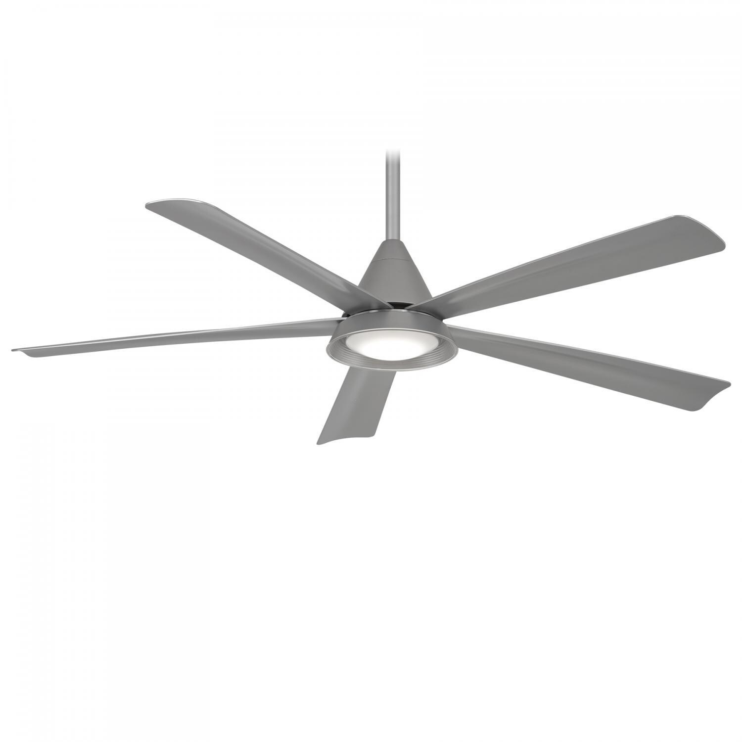 Minka-Aire F541L-SL Cone 54-Inch Convertible Blade LED Ceiling Fan in - Silver Finish w/ - Silver Blades - & Etched Lens thumbnail