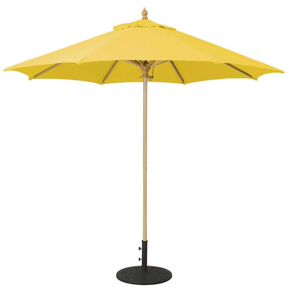 Galtech 9 Ft. Octagonal Wood Patio Umbrella W/ Manual Lift - Light Wood Frame W/ Sunflower Yellow Sunbrella Fabric thumbnail