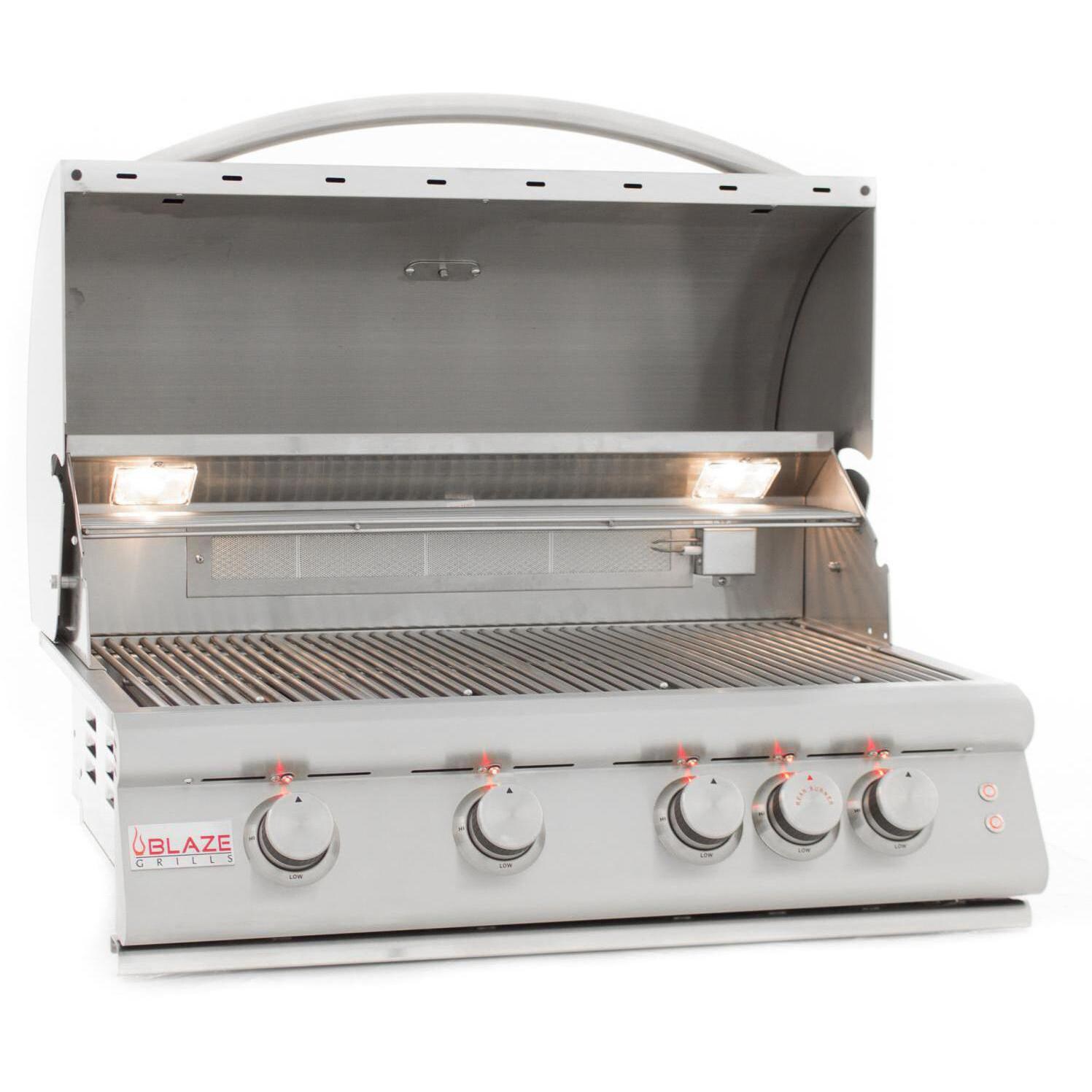 Blaze Premium LTE 32Inch 4Burner BuiltIn Natural Gas Grill With Rear Infrared Burner & Grill
