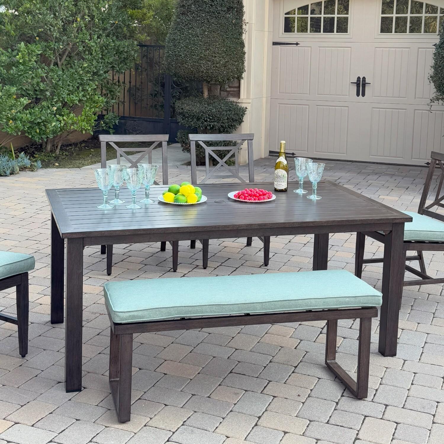 Atlantis 70-in Walnut Aluminum Dining Table by Darlee - Dinner Table - Lifestyle thumbnail