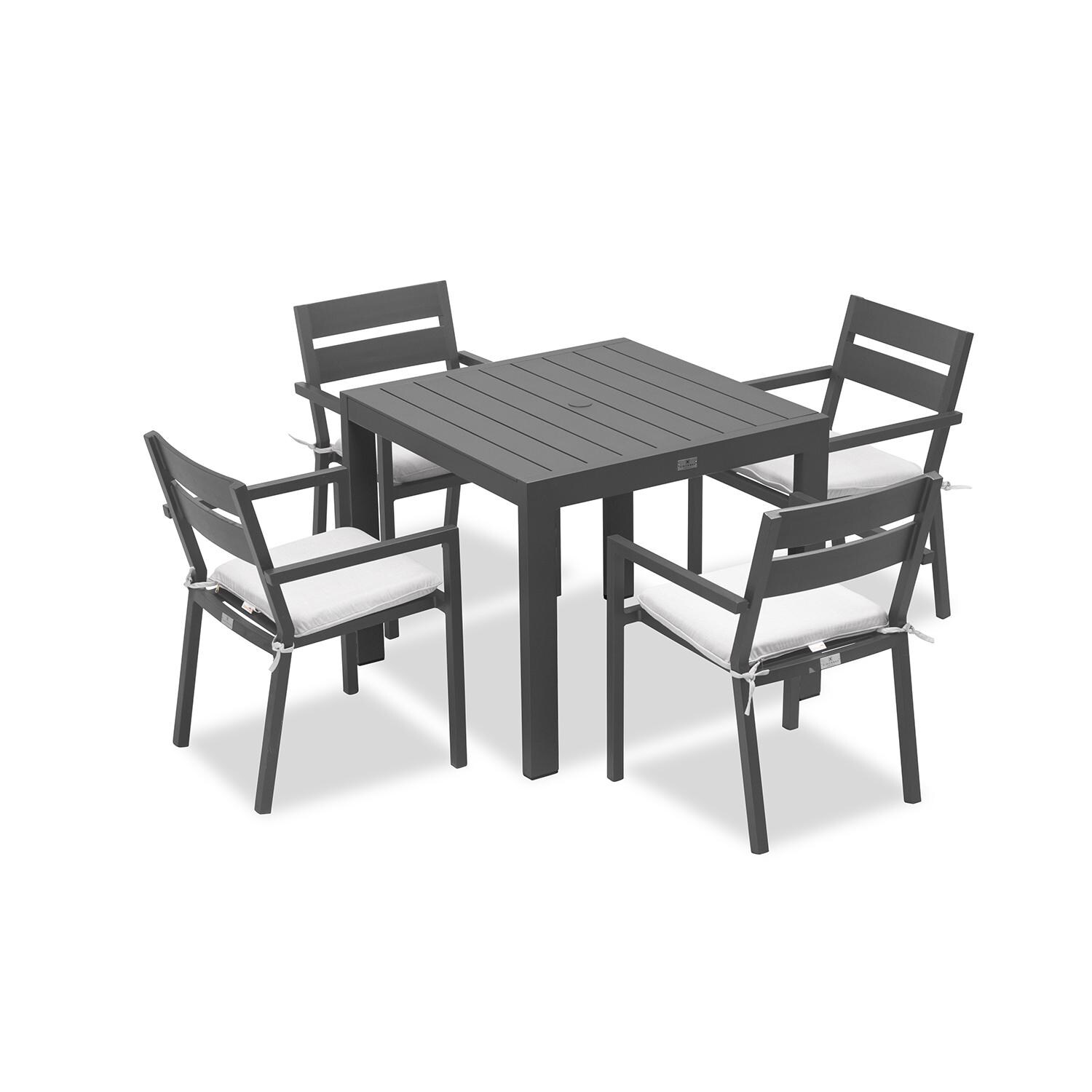 Calm Bay Classic 5 Pc Square Dining Set in Slate/Canvas Natural by Lakeview - White Background thumbnail