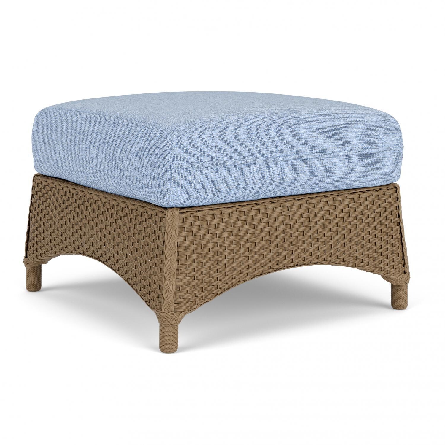 Lloyd Flanders Mandalay Ottoman in Fawn Finish with Demo Skyway fabric - Angled thumbnail
