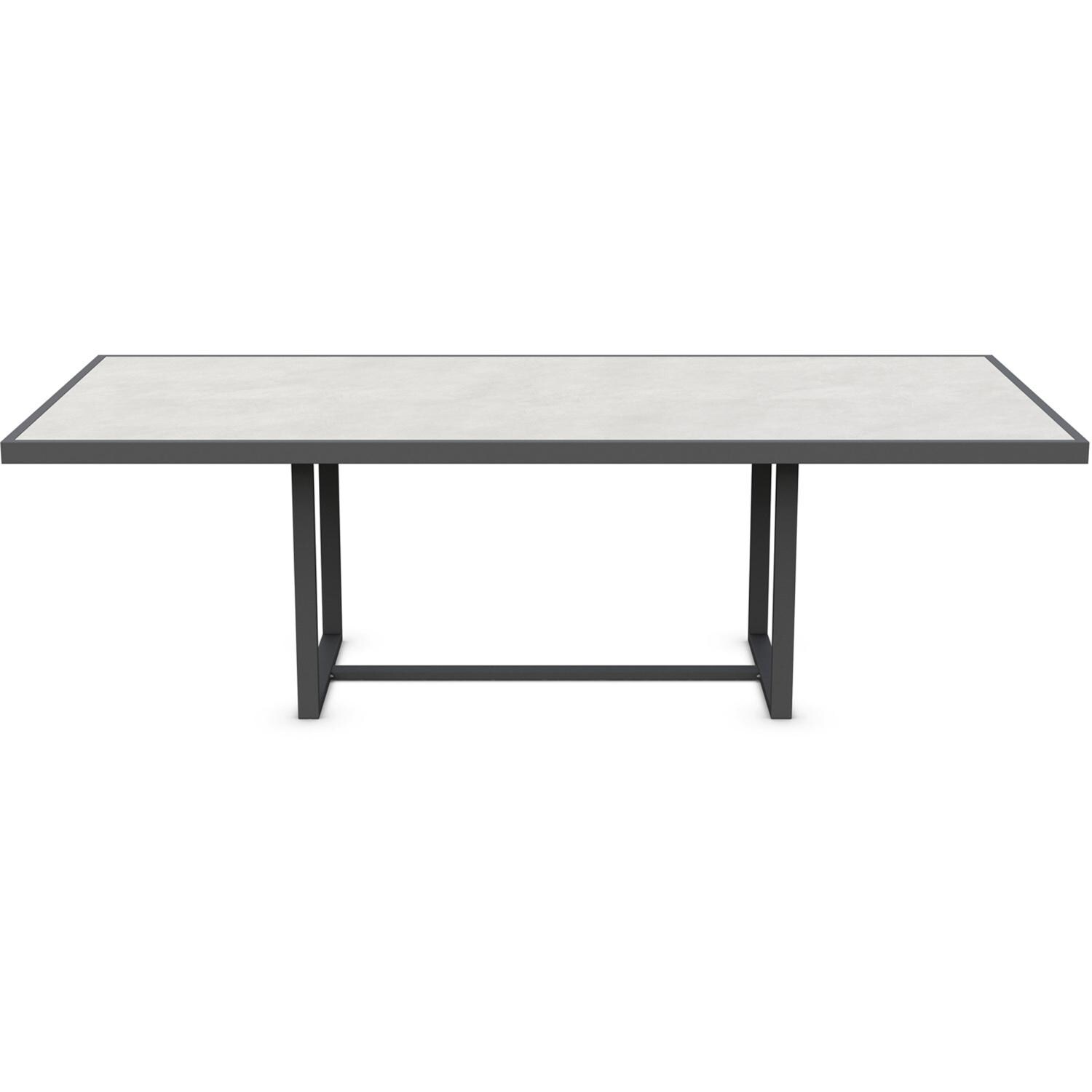 Azzurro Living Pavia 96 Inch Charcoal Aluminum Dining Table W/ Helena Dekton Top - Front - White Background thumbnail