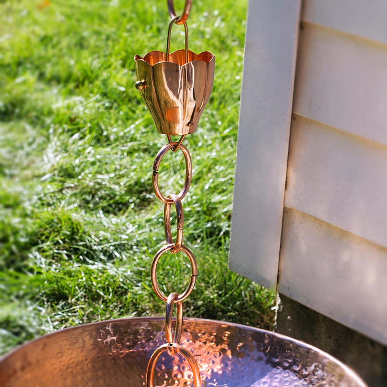 Crocus 8.5 Ft. Rain Chain By Good Directions - Polished Copper thumbnail