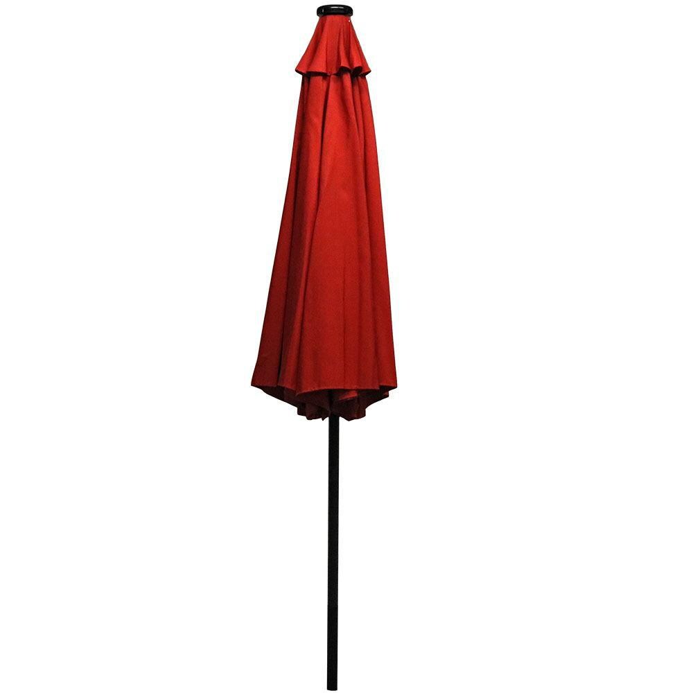 Ultimate Patio 9 Ft. Solar Lighted Octagonal Patio Umbrella W/Crank - Burnt Orange - Closed thumbnail